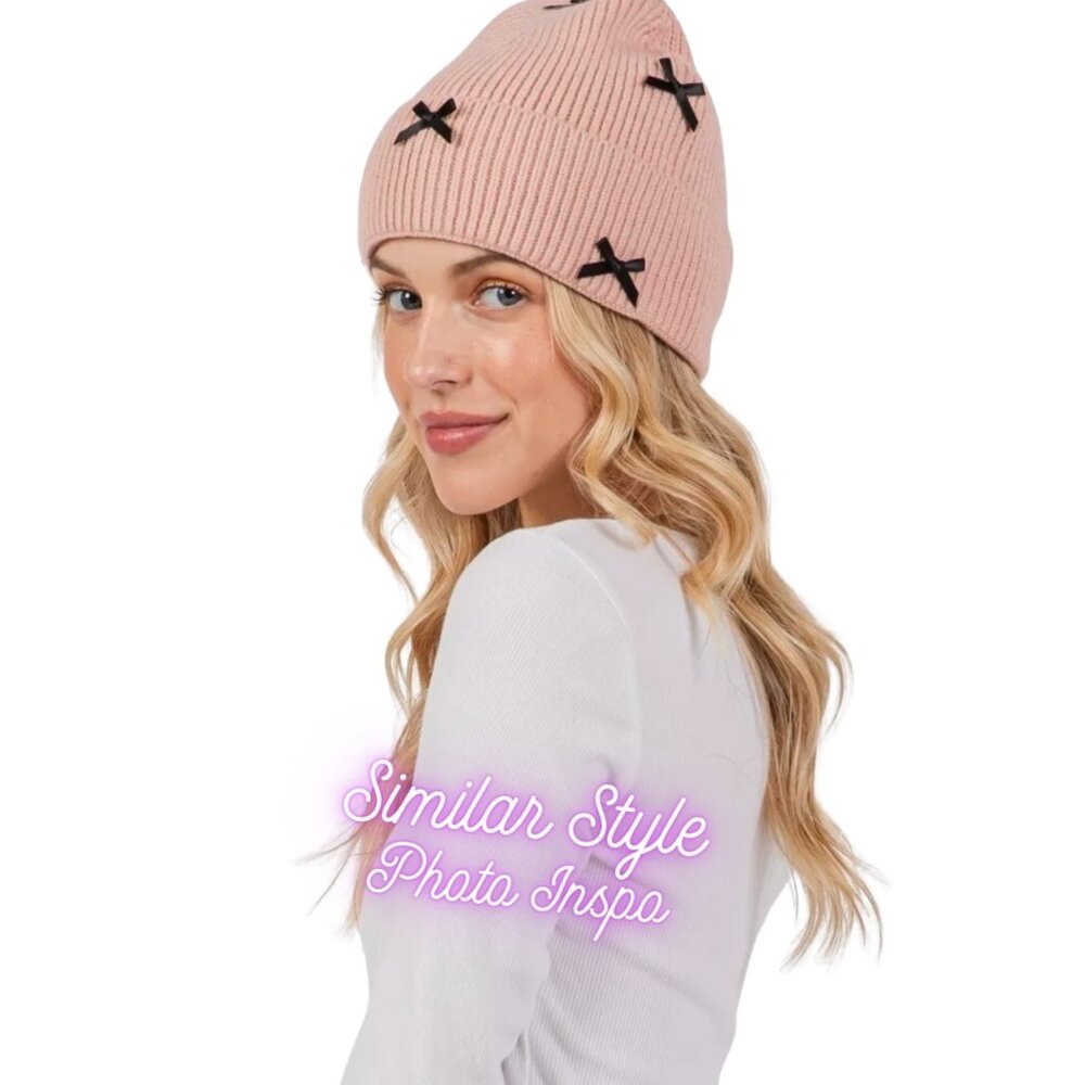 A‎ Little Obsessed Women's Multi Bow Knit Beanie Coquette NWT
